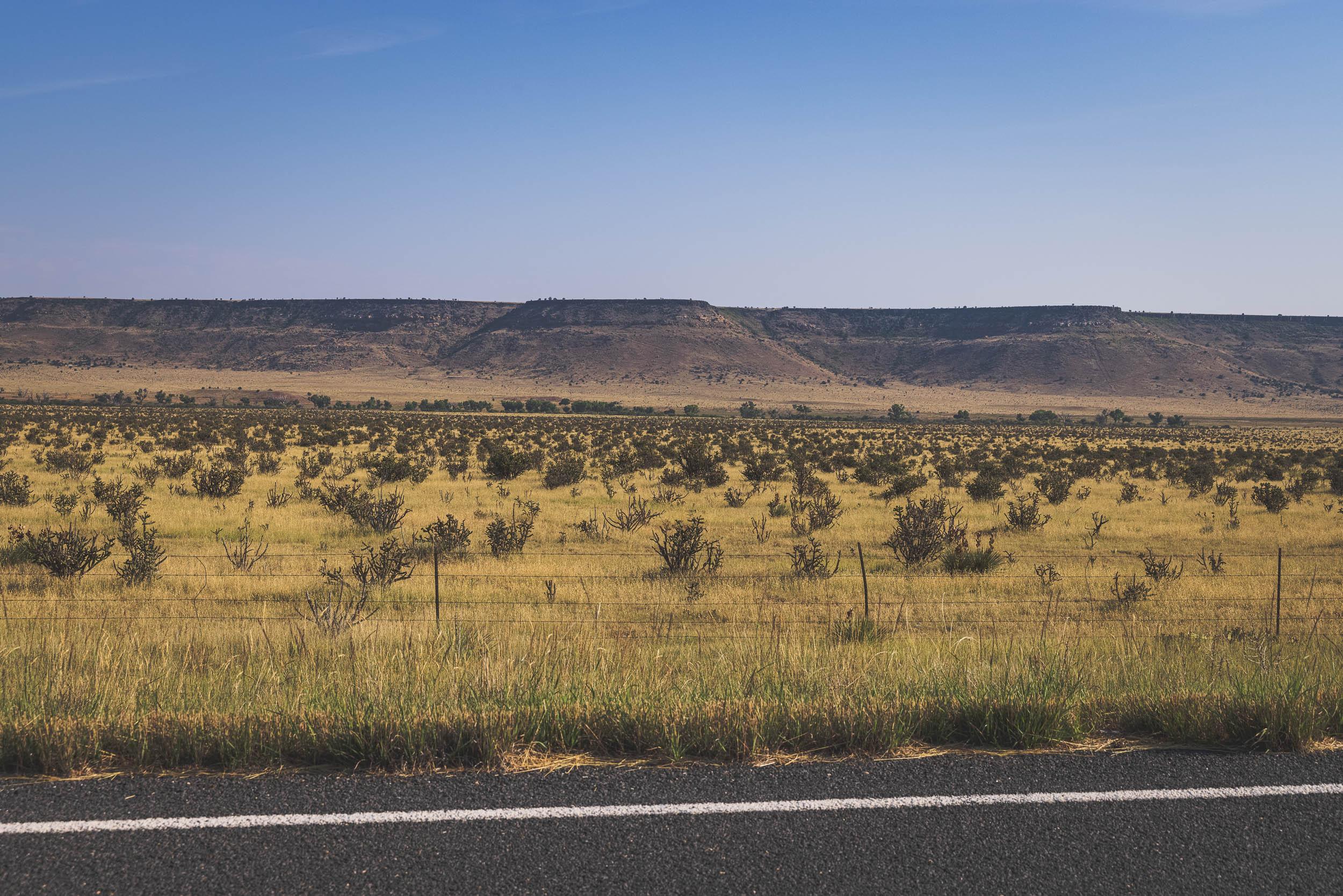 Mesas along the highway in New Mexico
