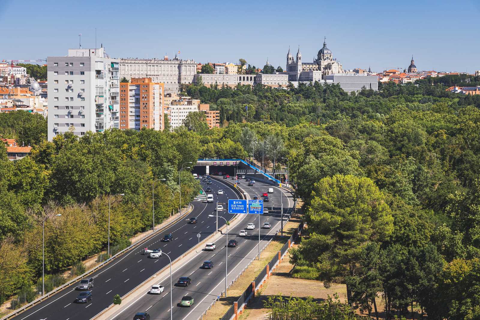 One of Madrid's ring highways viewed from the Teleférico car