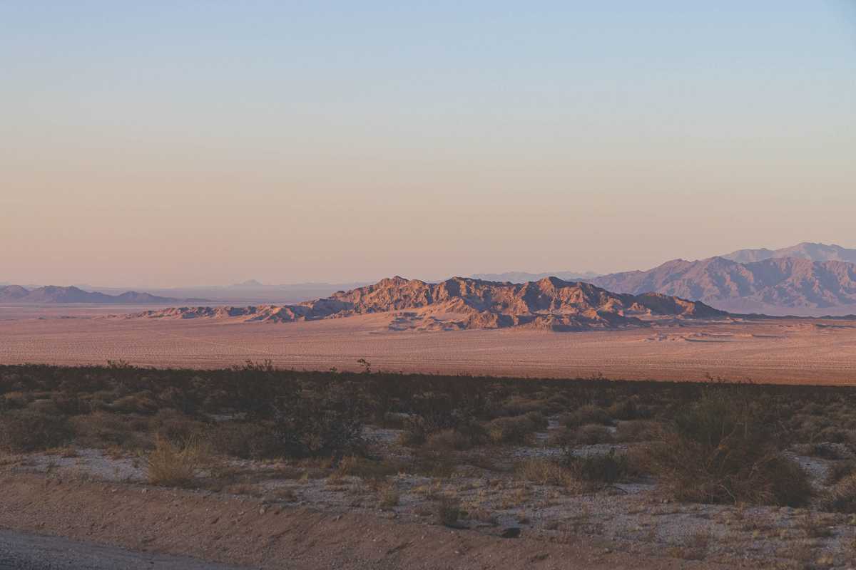 The desert sands with rocky mountains and hills