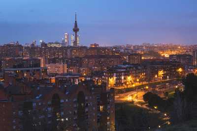 A view of Madrid from a hilltop park.