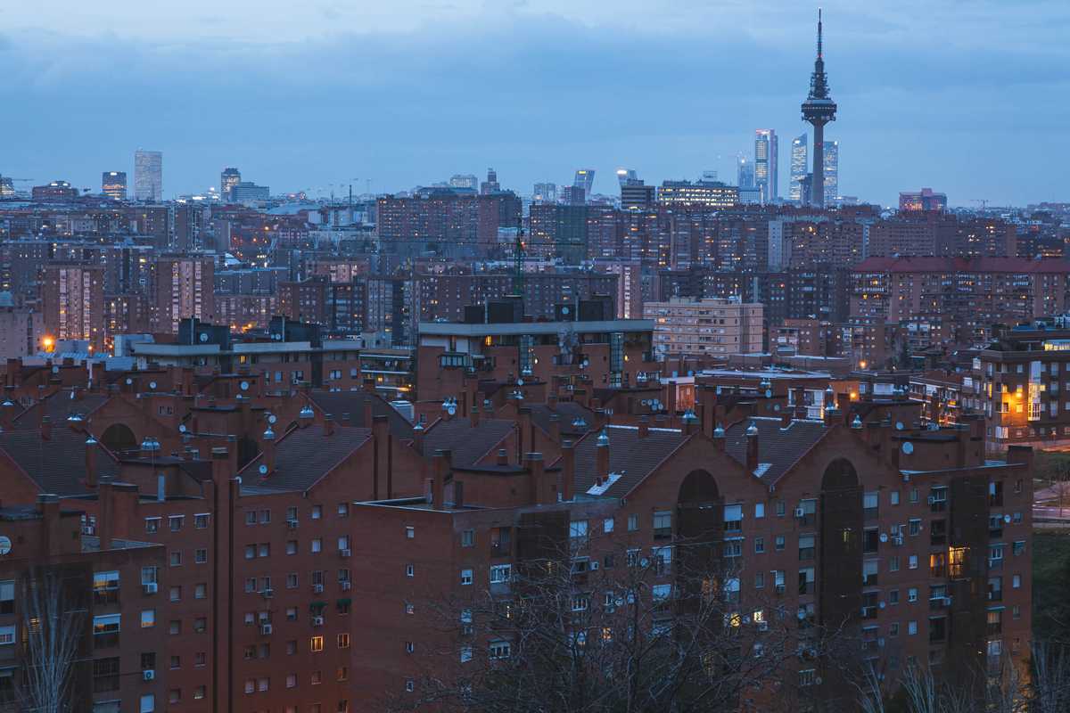 A view of Madrid from a hilltop park.