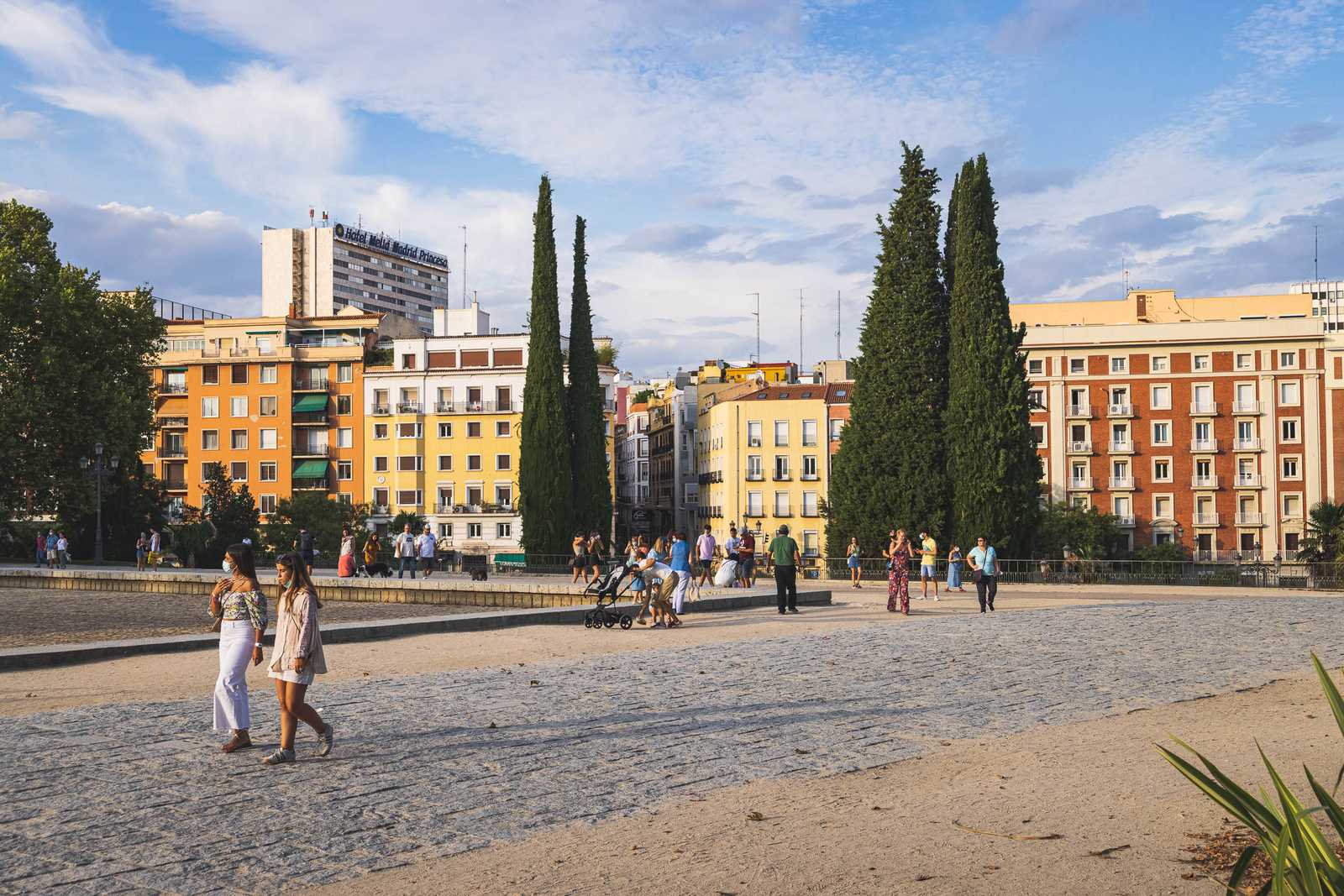 A park scene near the Temple of Debod